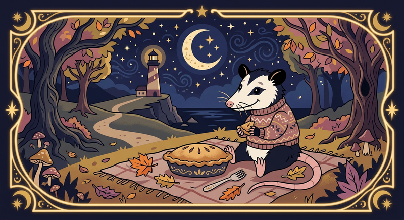 Possum picnic under starry sky
